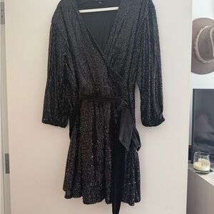 Eloquii Black Sequin Long Sleeve Dress